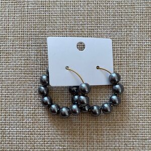 Faux Pearls on Gold Hoop Earrings